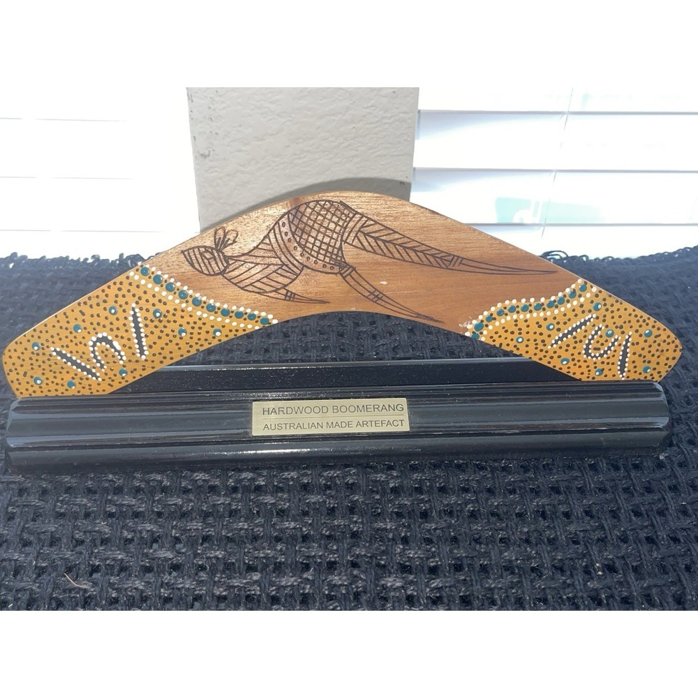 Vintage 12" Boomerang Hand-crafted Hardwood Kangaroo Australian Made Artefact